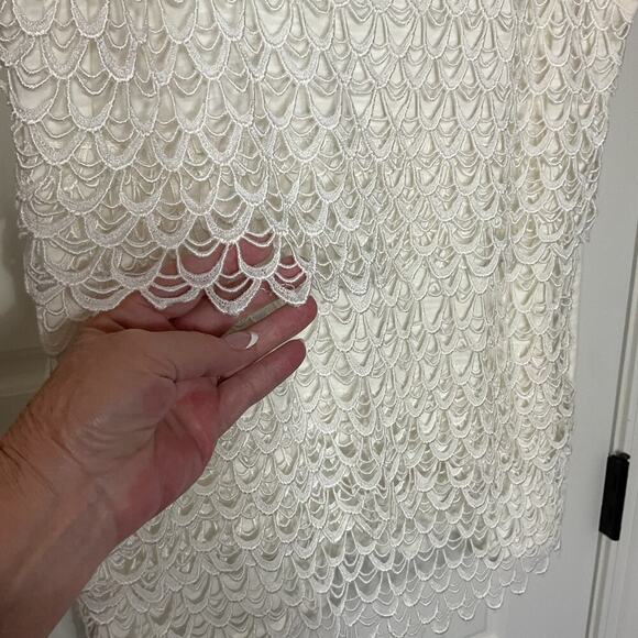 Cato Bone Crochet Tiered Scallop Scoop Neck Tank L - Picture 2 of 9